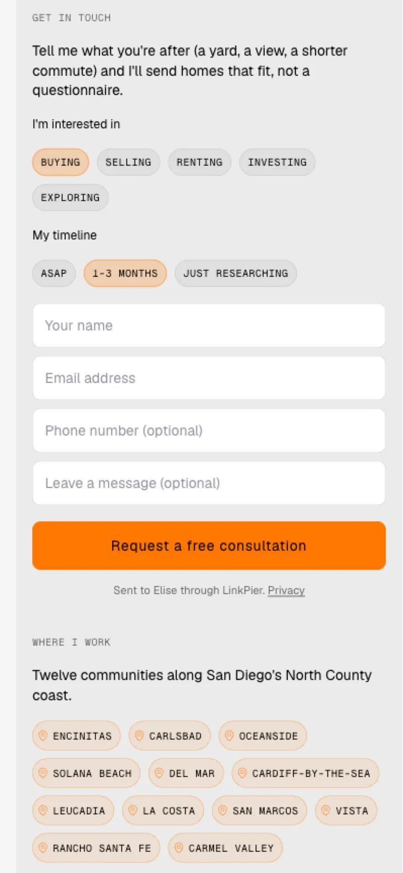 Contact form that qualifies the lead