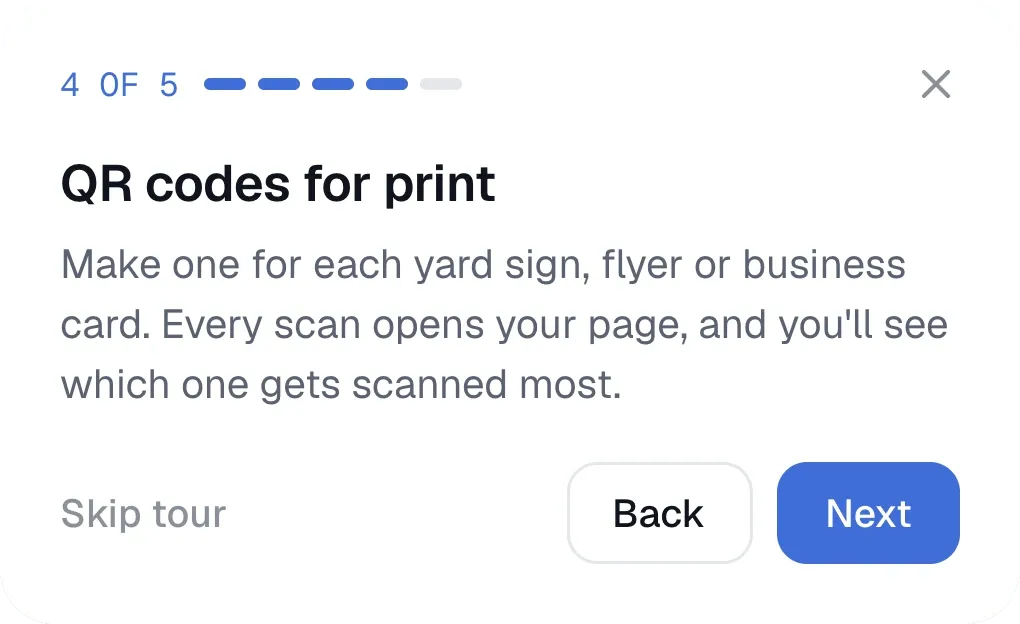 Tour step 4: QR codes for print